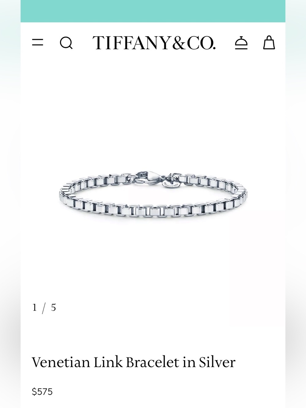 Tiffany & Co. Silver Box Link Bracelet 7.5” - Picture 5 of 5